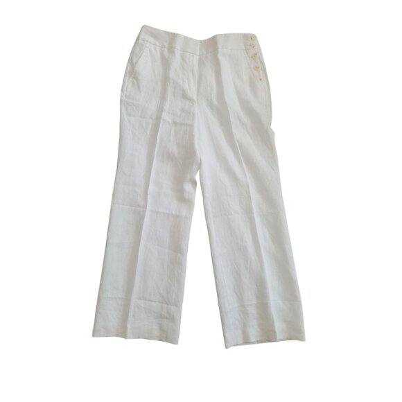 Talbots Greenwich Pants Wide Leg 100% Linen NWT Wmn 12P Coastal - Picture 1 of 10